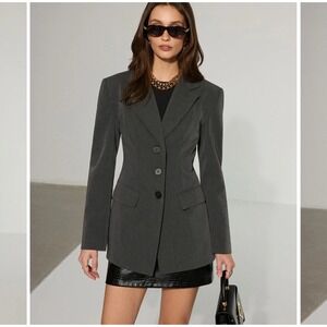 Commense Tailored Career Minimalist Elegant Blazer Office Fitted Size S Grey